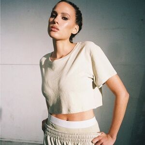 Brule Jax Cropped Tee in Saddle